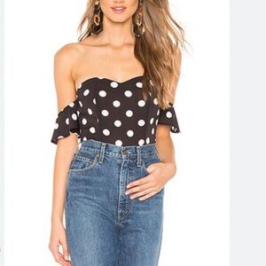 Revolve Black Polka Dot Bodysuit